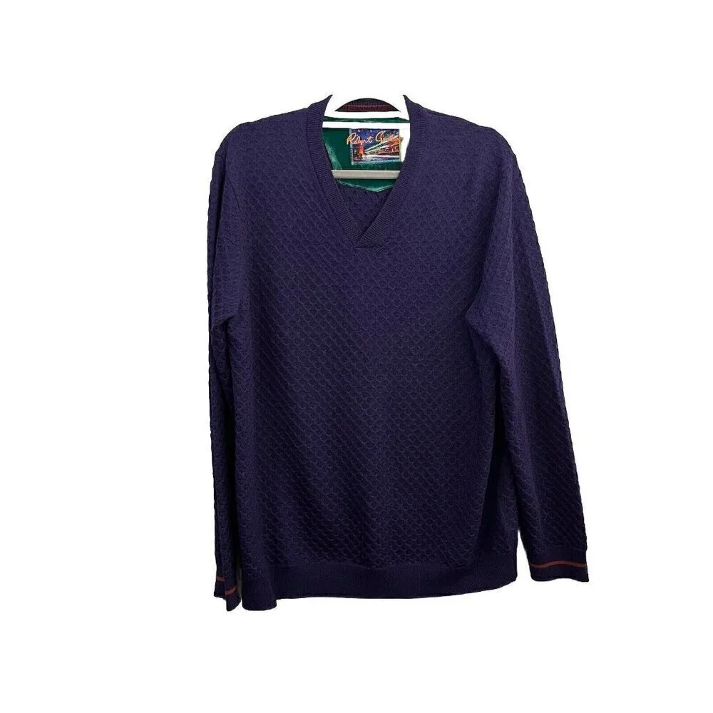 Robert Graham Knowledge Wisdom Truth Sweater 100% Wool Purple Size XL
